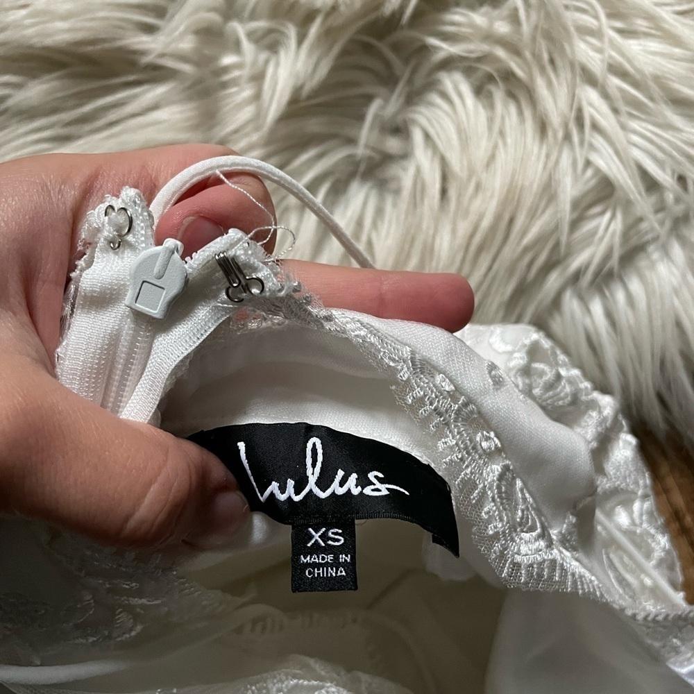 Lulu's *Start of Forever* White Lace Bodycon Mini Dress | Size XS | EUC - Picture 4 of 4